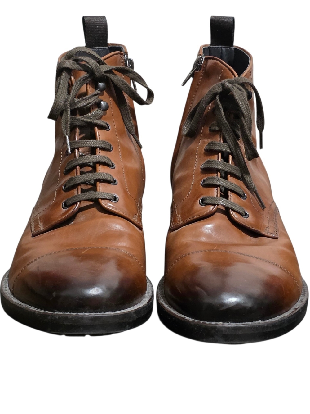 To Boot New York Adam Derrick Brown Leather Combat Ankle Boots Italy Zip Up 8